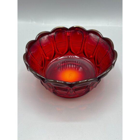 Amberina Other - Fenton Amberina Glass Scalloped Bowl 6" Red & Orange Vintage Decorative Dish